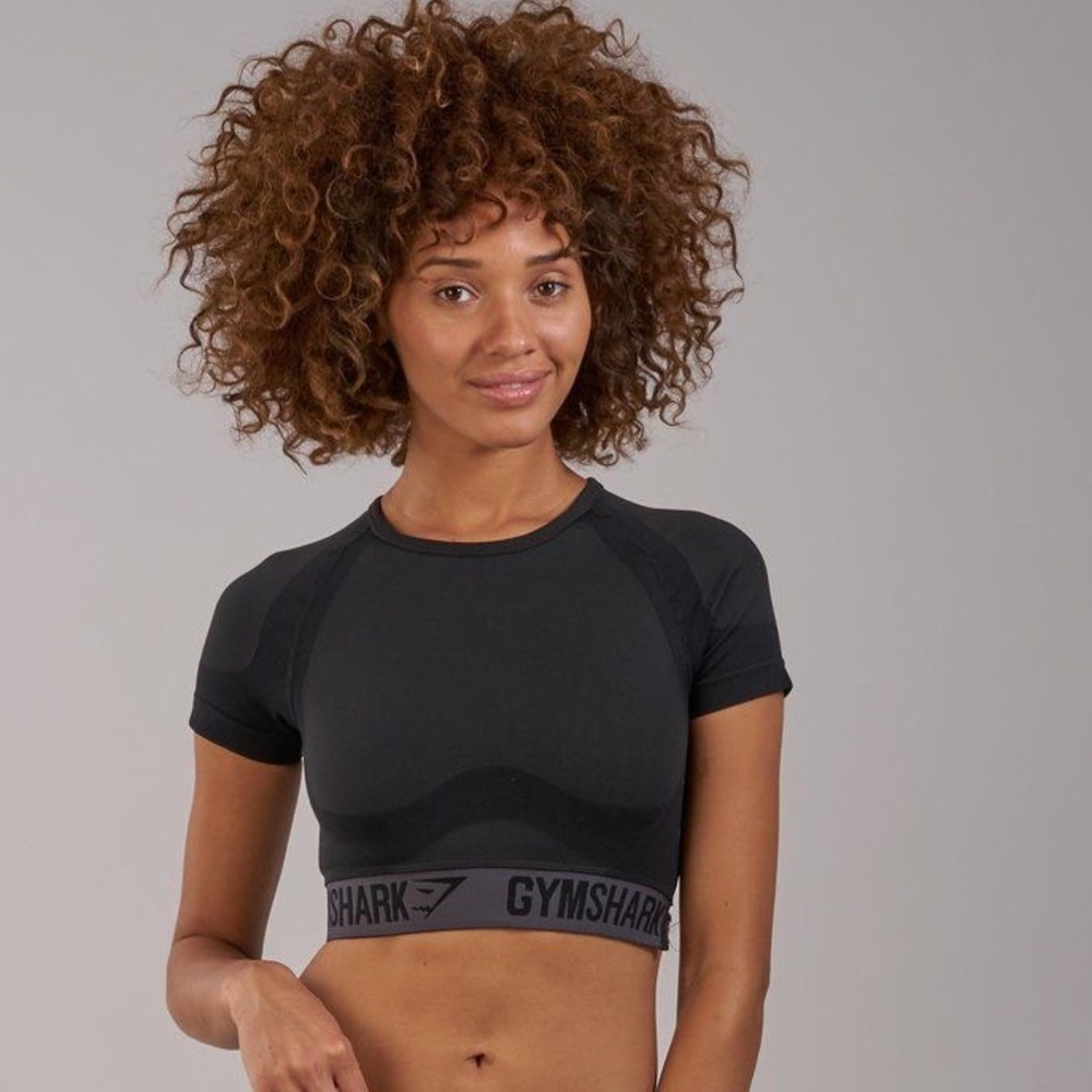 Gymshark Black Flex Fitted Crop Top